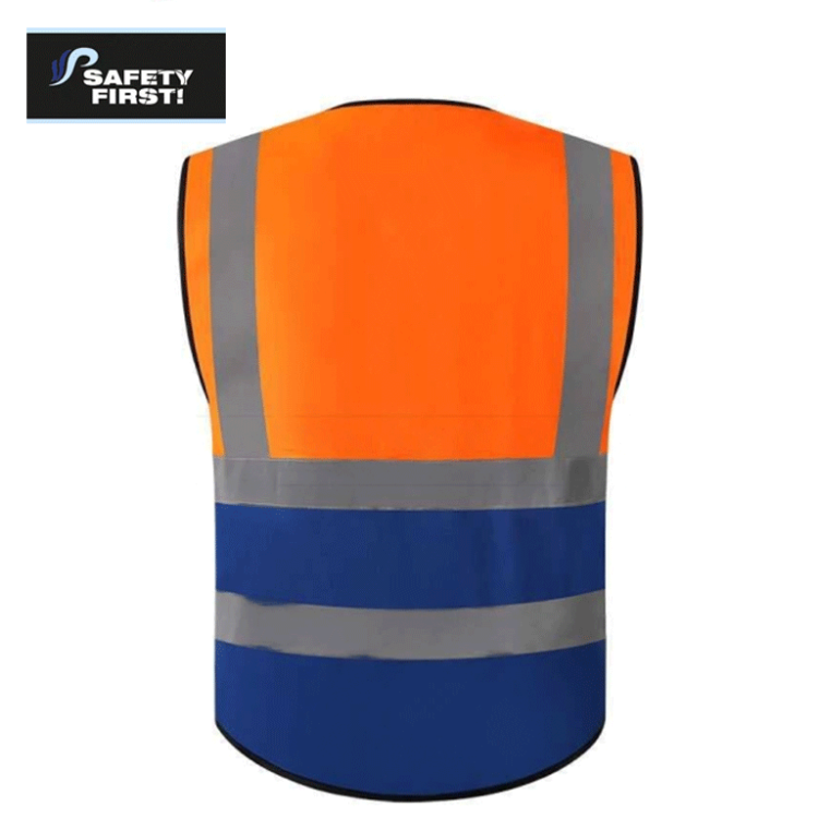 Dual color safety vest with pockets - Image 2