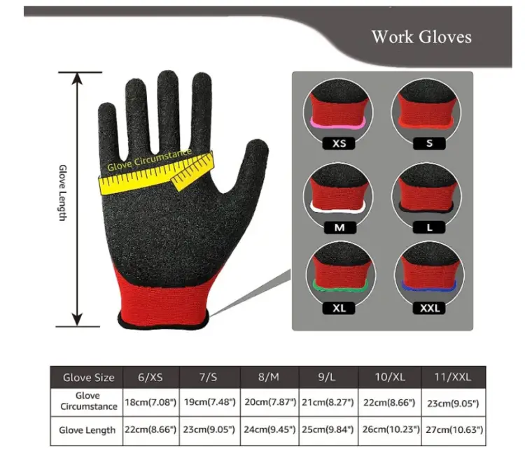 Crinkle Latex Rubber Hand Coated Safety Work Gloves - Image 7