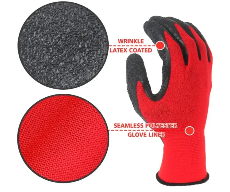 Crinkle Latex Rubber Hand Coated Safety Work Gloves - Image 6
