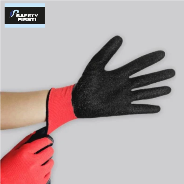 Crinkle Latex Rubber Hand Coated Safety Work Gloves - Image 2