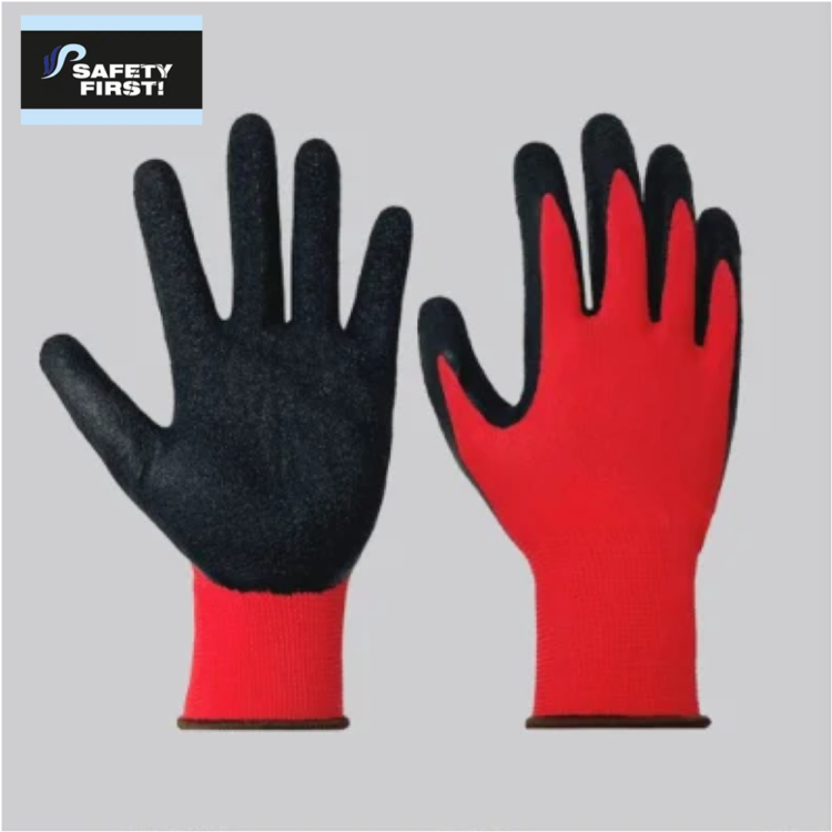 Crinkle Latex Rubber Hand Coated Safety Work Gloves