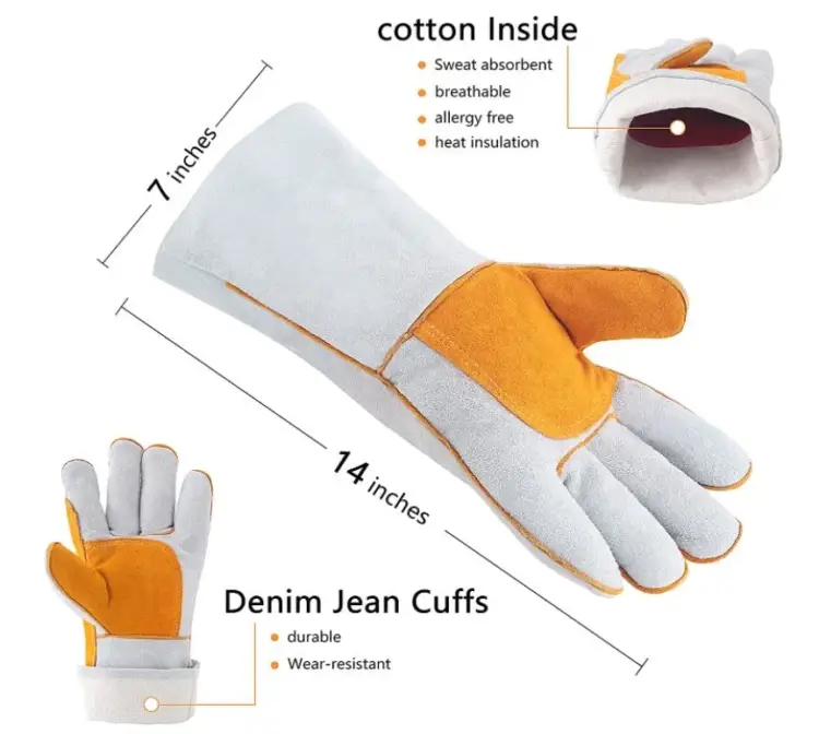 Heat Proof Welding Gloves with Palm - Image 7
