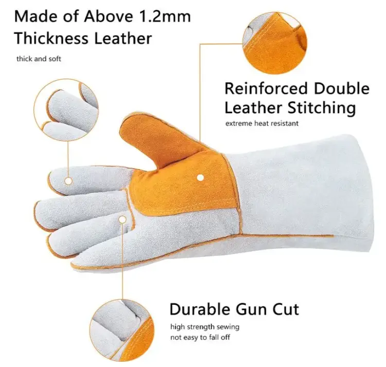 Heat Proof Welding Gloves with Palm - Image 6