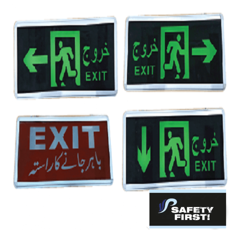 EXIT LIGHT ALUMINIUM GREEN DOUBLE SIDE DOWN/UP/LEFT/RIGHT ARROW