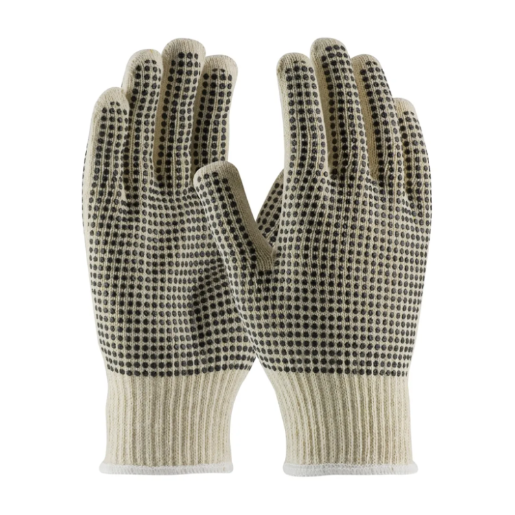 Double Side PVC Polka Dotted Knit Cotton Work Gloves